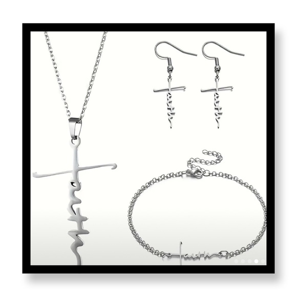 3pcs Faith Set Stainless Steel Jewelry - Picture 1 of 4